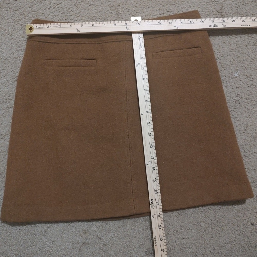 LOFT Petite Brown Wool Blend Mini Skirt Flap Pockets Size 8P